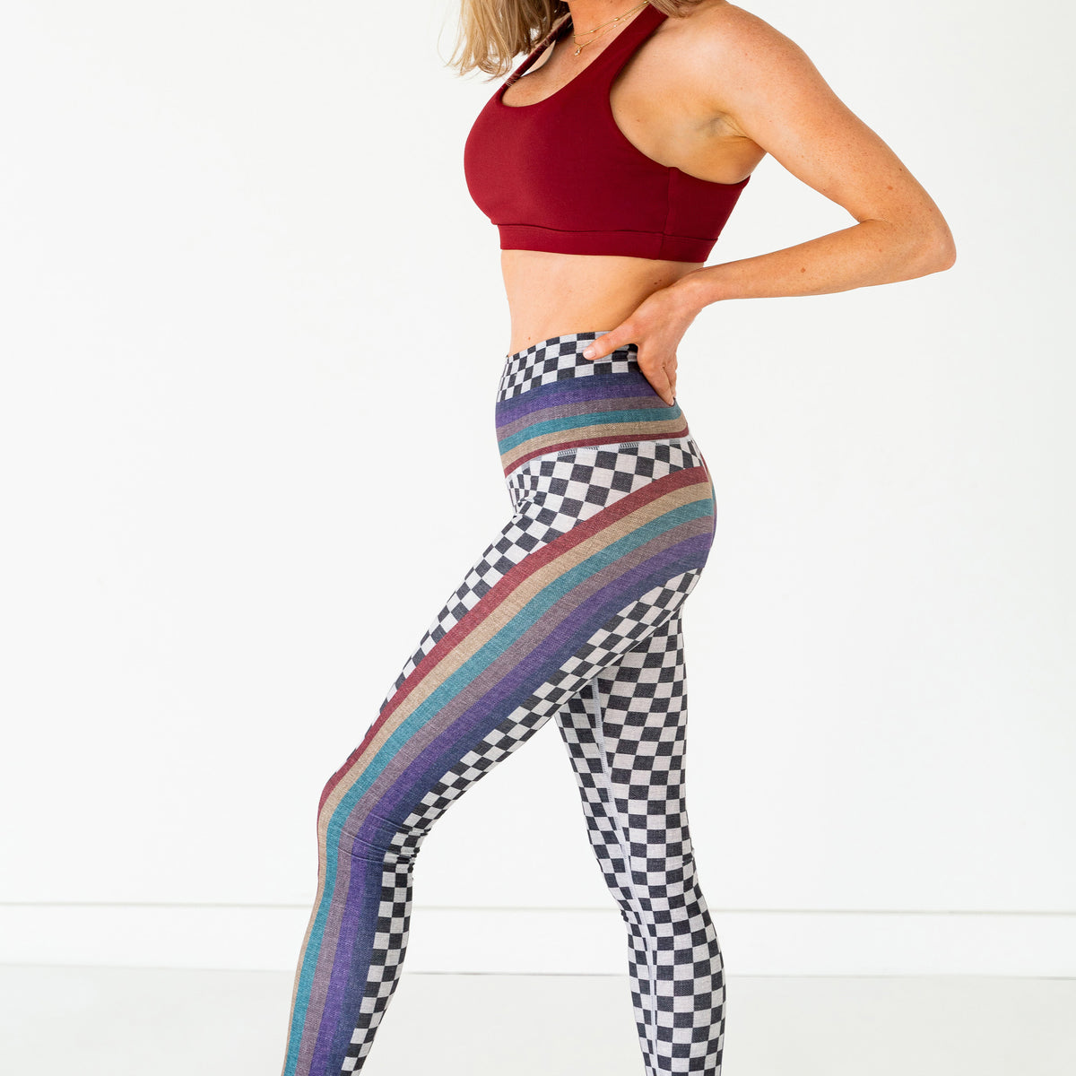 Resoluna Rainbow Racer Leggings | Cabernet Collection