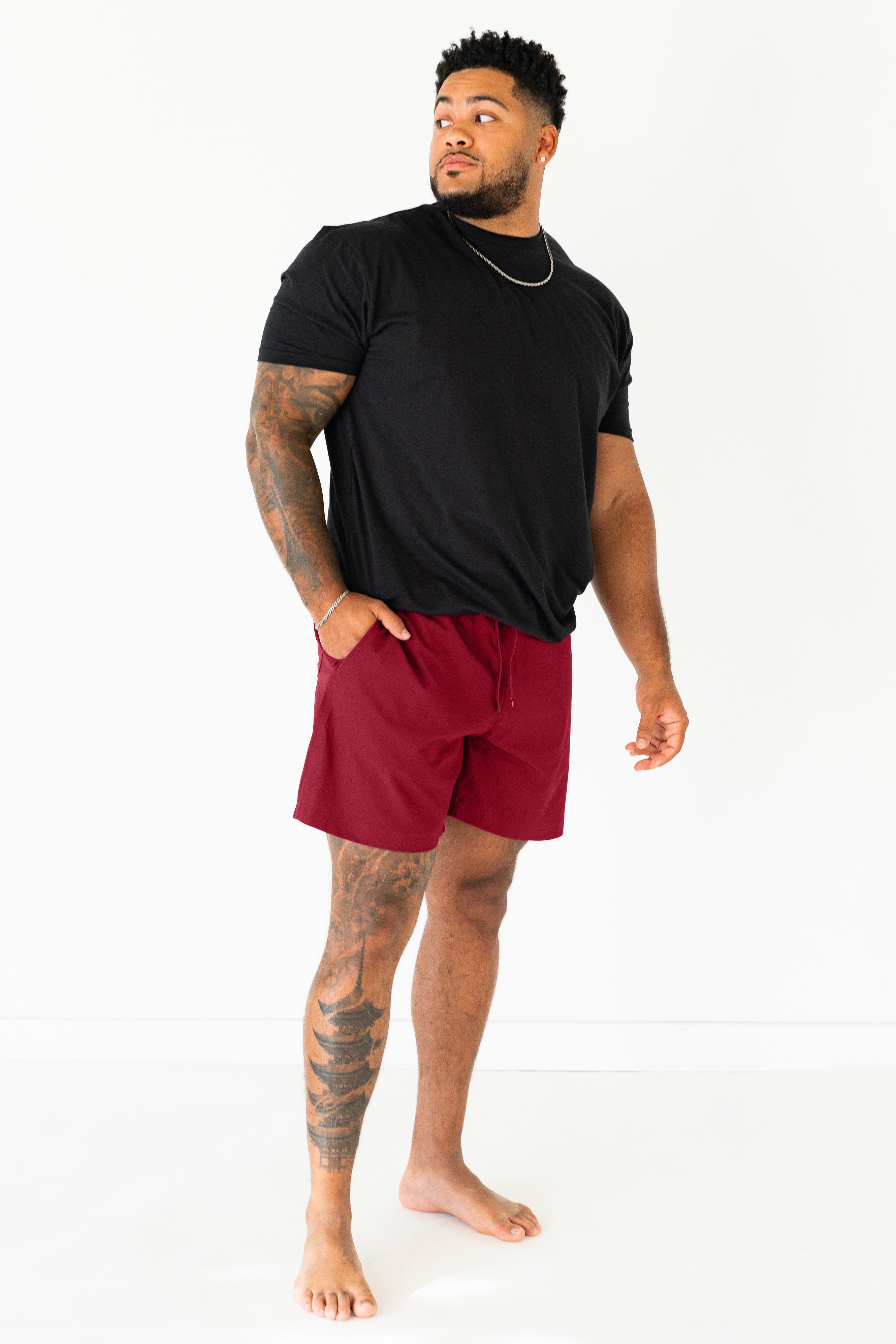 red dress shorts men BVOFAR Big and Tall Cargo Shorts for Men Big and Tall Elastic Waistband Dress  Shorts Classic Fit Straight Stylish Utility Shorts with Pockets Red XXXL